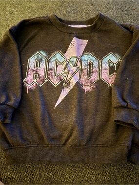 AC/DC Kids Black Sweatshirt with Pink and Blue Logo